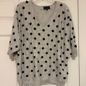 Gray and Black Polka Dot Elbow Length Sleeve Premise 2XL Shirt